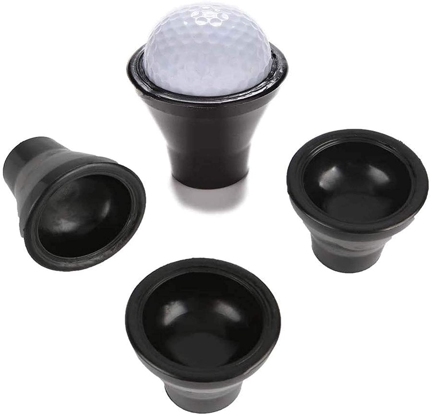 FINGER TEN Golf Ball Retriever Suction Cup Picker Grip Pick Up Tool Value 4 Pack, Golf Ball Retriever Sucker Grabber Back Saver Put On Putter Grip for Golfers (4 Pack Rubber Golf Ball Suction Cup)