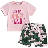 WZTYYDS Baby Girl First Birthday Outfit In My One Year Old Era Top Short Sleeve 1st Birthday Shirt + Casual Shorts Set