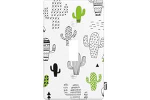 Pznen Cactus Light Switch Cover Plate Green Succulent Plants Botanical Single Toggle Wall Plate 1 Gang Switchplate Home Decor for Living Room Kitchen 4.5"x 2.76"