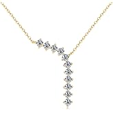 PROSTORY Moissanite Y-Pendant Necklace 1.1cttw D Color VVS1 Clarity 925 Silver Y Necklace for Women Wife Birthday Wedding Jewelry Gifts