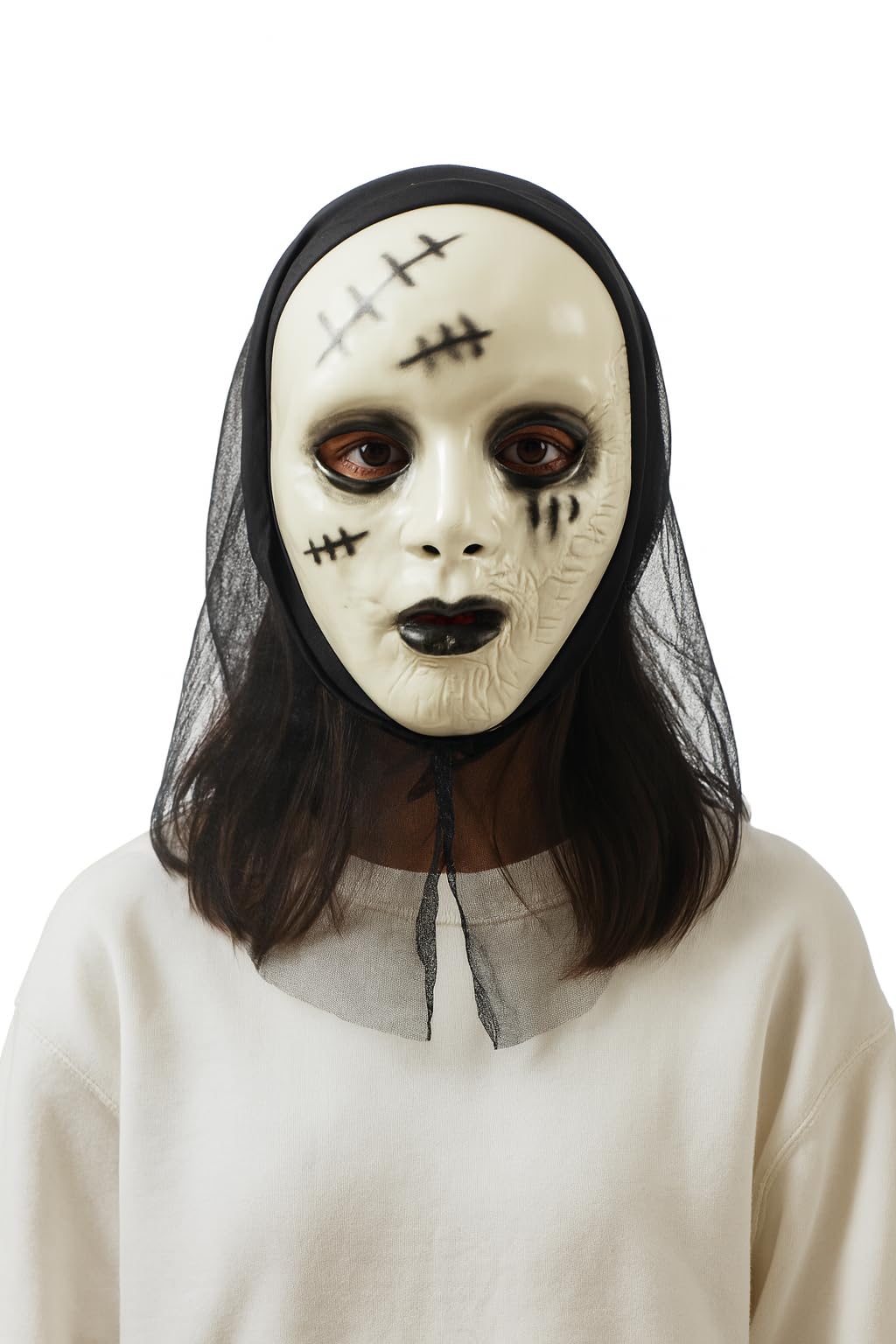 Komonee 3 x Demon Nun Mask Adult Halloween Zombie Sister Costume Party Unisex Fancy Dress Outfit