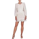 BCBGMAXAZRIA Womens V Neck Long Balloon Sleeve Mini Cocktail Dress
