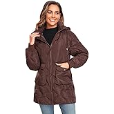 Tellrain Women's Winter Thicken Puffer Coat Casual Quilted Jackets Warm Padded Down Alternative Hood Winter Outerwear 2025
