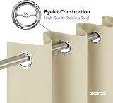 Deconovo Room Darkening Curtains Beige 2 Panels 42 x 95 Eyelet Ring Top view 7