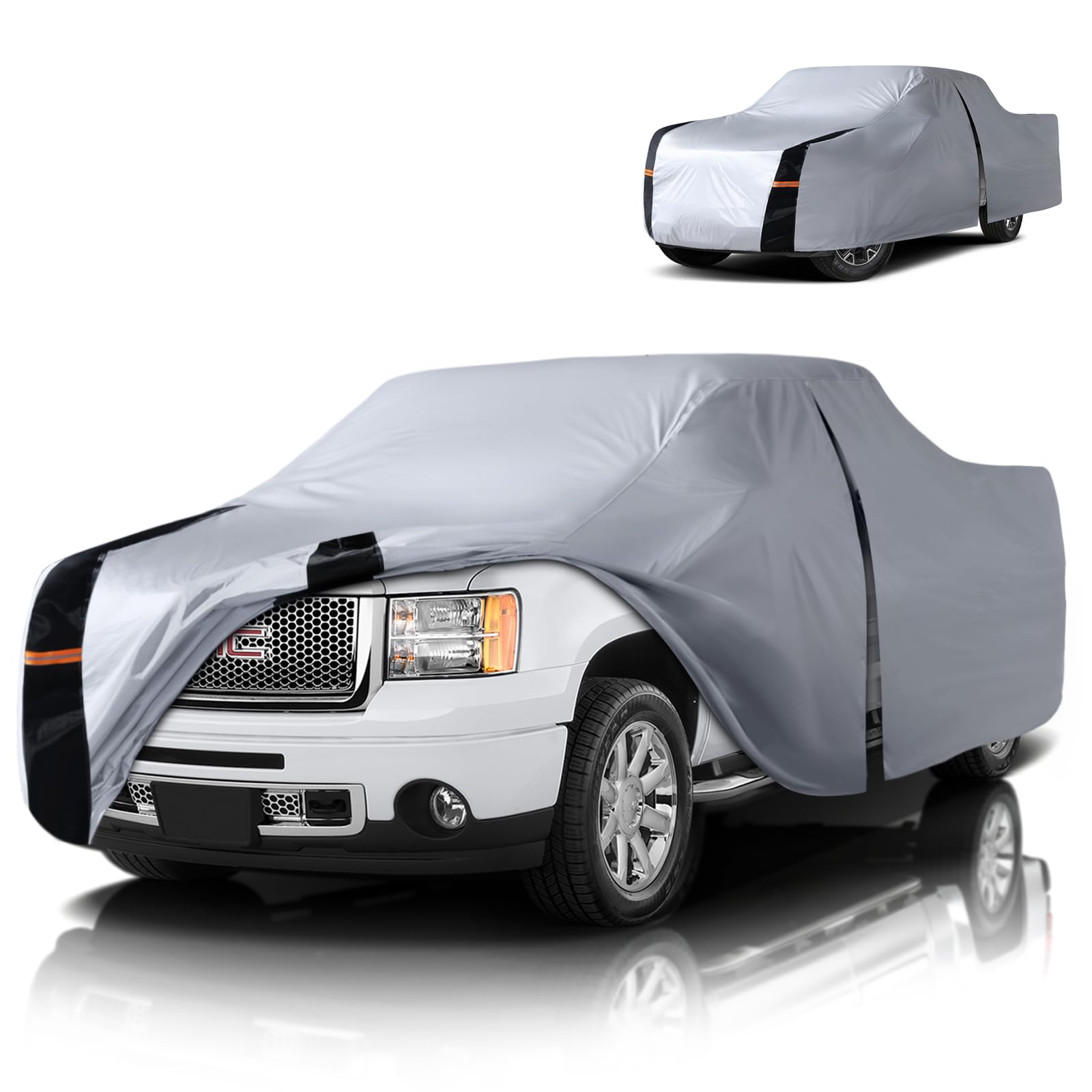 Photo 1 of Multi-Layer GMC Sierra Truck Cover? Custom fit Sierra 2002-2026 Double/Extended/Crew Cab SB(5.7'-6.6') Car Cover Waterproof All Weather, Full Exterior Cover Rain Wind and UV Protect with Door Zipper