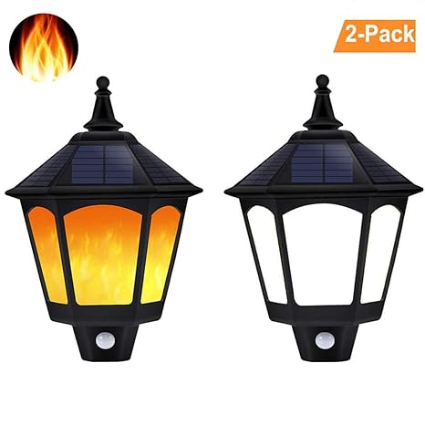 Solar Flame Lights Outdoor Aloveco 2 In 1 Motion Sensor Solar Wall