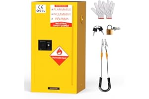YOEXTO Flammable Storage Cabinet 35.5 X 20x 20in, Galvanized Steel Flammable Liquid Storage Cabinet is Made of 2-mm Cold-Rolled Steel Plate, Adjustable Shelves (Yellow, 25 Gallon)