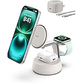 Belkin MagSafe Charger Compatible, 3-in-1 Qi2 Wireless Charging Dock 25W, Adjustable Wireless Charger for iPhone 17, Apple Wa