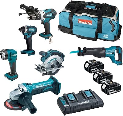 Makita 18V LXT 6 Piece Combo Kit 3x5.0Ah Batteries Charger Tool Bag