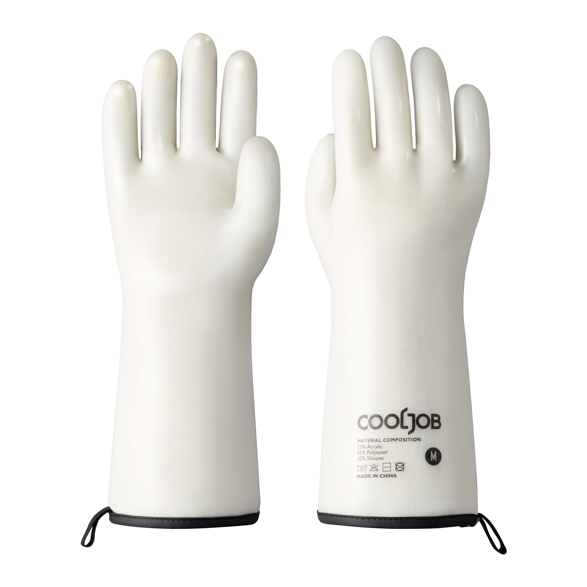 Photo 1 of COOLJOB Heat Resistant Oven Gloves, Waterproof Liquid Silicone BBQ Grilling Gloves for Barbecue, Kitchen Cleaning, Baking, Food Contact, White, Medium
