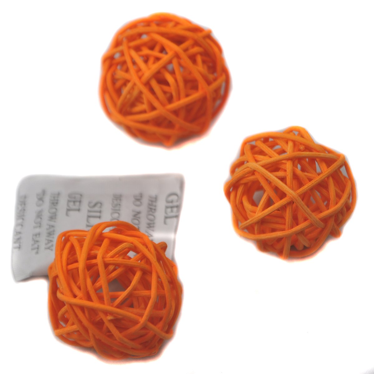 Ougual Natural Wicker Rattan Balls Table Wedding Party Hanging Wobble Ball Christmas Decoration (8cm, 6pcs, Orange)