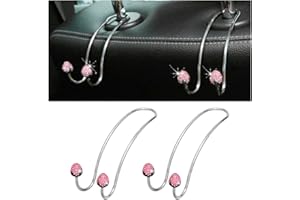 TSUGAMI Strawberry Car Decor Hooks, 2 Pack Bling Diamond Seat Back Organizers, Auto Headrest Storage Hangers Hooks for Purse 