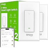 GHome Smart Switch, 3 Way Light Wi-Fi Switch Compatible with Alexa and Google Home, 2.4GHz Schedule Timer, Neutral Wire Required, 3-Way Installation and No Hub Required, FCC Listed (2-Pack), White