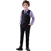 Boy's 5-Piece Suit, Boys' Formal Suit Set with Vest Pants and Tie, Boys Formal Dresswear Vest Set, Toddler Boy Vest Set