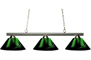 Z-Lite 155-3BN-ARG Sharp Shooter Three Light Billiard, Metal Frame, Brushed Nickel Finish and Acrylic Green Shade of Acrylic Material
