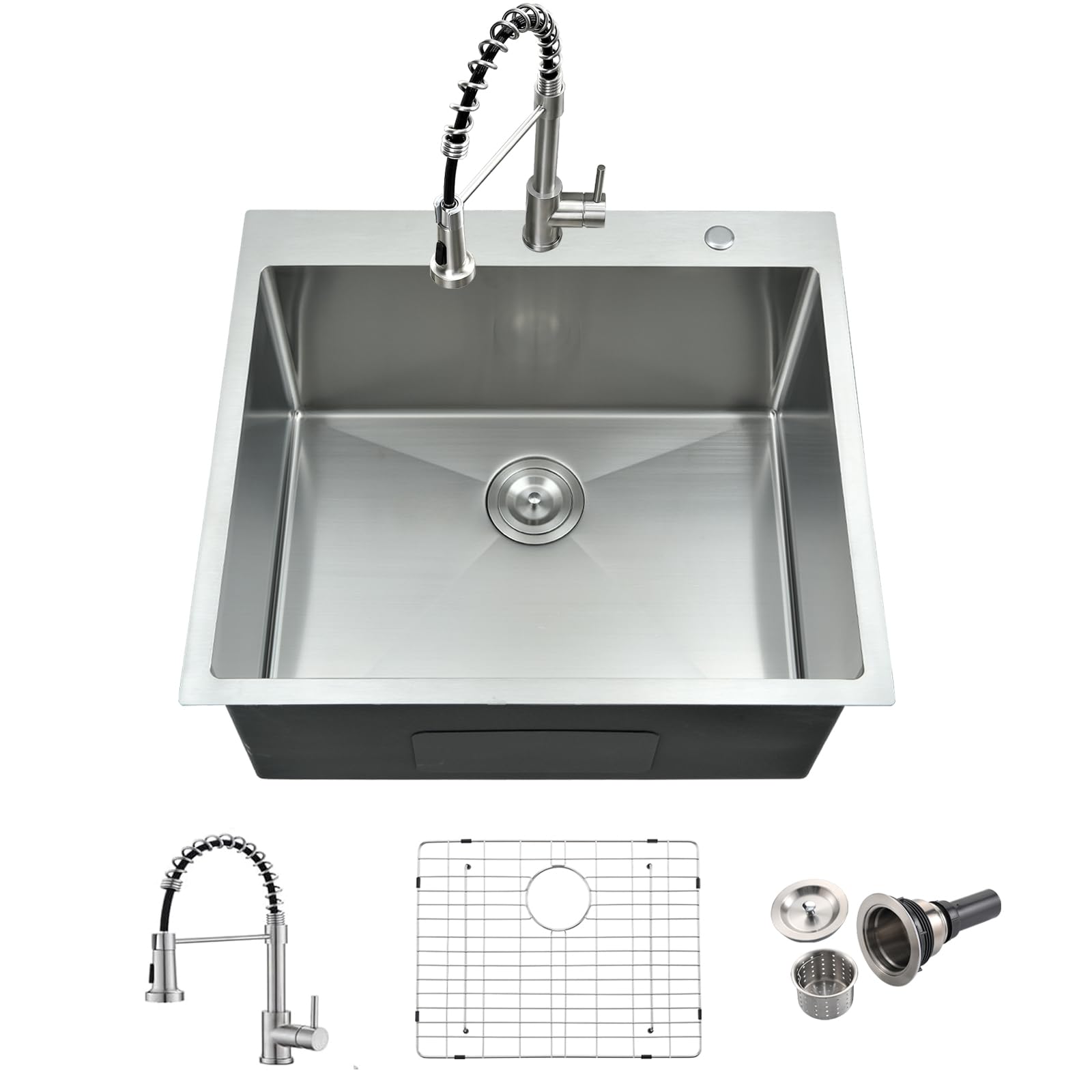 Photo 1 of 25 Inch Drop In Laundry Sink with Faucet Combo-Bokaiya 25"x22"x13" Stainless Steel Laundry Utility Room Sink 16 Gauge Deep Single Bowl Drop In Kitchen Sink