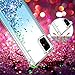 Jemo for Samsung Galaxy A51 Case,W/Soft 2 HD Screen Protector Four-Corner Glitter Bling Floating Liquid Quicksand Silicone Slim Non-Slip Shockproof Protective Luxury Clear Case for Girls Women (Teal)