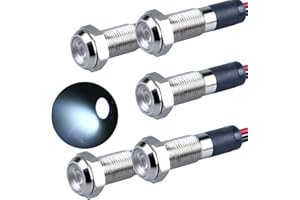 DMWD 5 Pcs 6mm 110V-220VAC Metal LED Indicator Light Mounting Hole 1/4" 20mA Energy Saving Signal lamp Waterproof IP67 with W