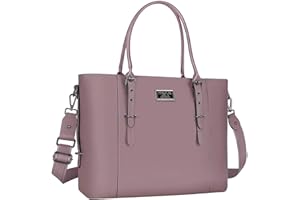 MOSISO PU Leather Laptop Tote Bag for Women (17-17.3 inch),Purple