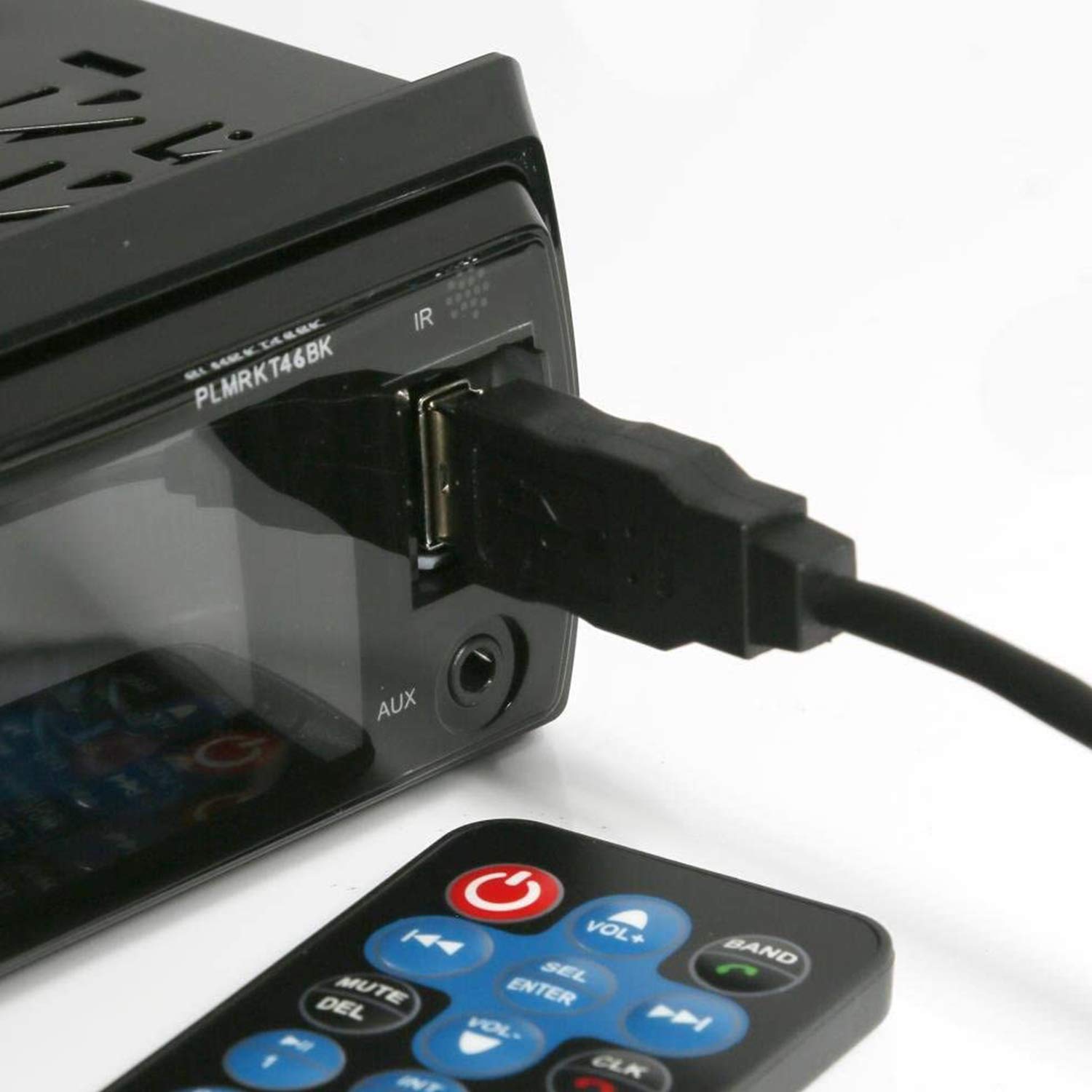 Pyle Marine Headunit Receiver Speaker Kit - In-Dash LCD Digital Stereo Built-in Bluetooth & Microphone w/ AM FM Radio System 5.25’’ Waterproof Speakers (2) MP3/SD Readers & Remote Control-PLMRKT46BK