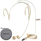 Headset Microphone Dual Earset Headworn Over Ear Hanging Condenser Mic Compatible with AKG Wireless System Bodypack Transmitter for Lectures Performance Theater Podcasts, Mini XLR 3 Pin TA3F Plug