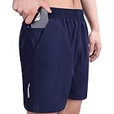 Thaplay Men's Workout Running Shorts with Zipper Pocket Ultra Lightweight Quick Dry Athletic Gym Shorts for Men