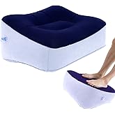 + Inflatable Foot Rest, Portable Foot Rest, Inflatable Airplane Foot Rest Pillow - Portable Travel Foot Elevator, Head Pad, Lightweight Foot Stool for Economy Class, Upgrade Version (Grey)