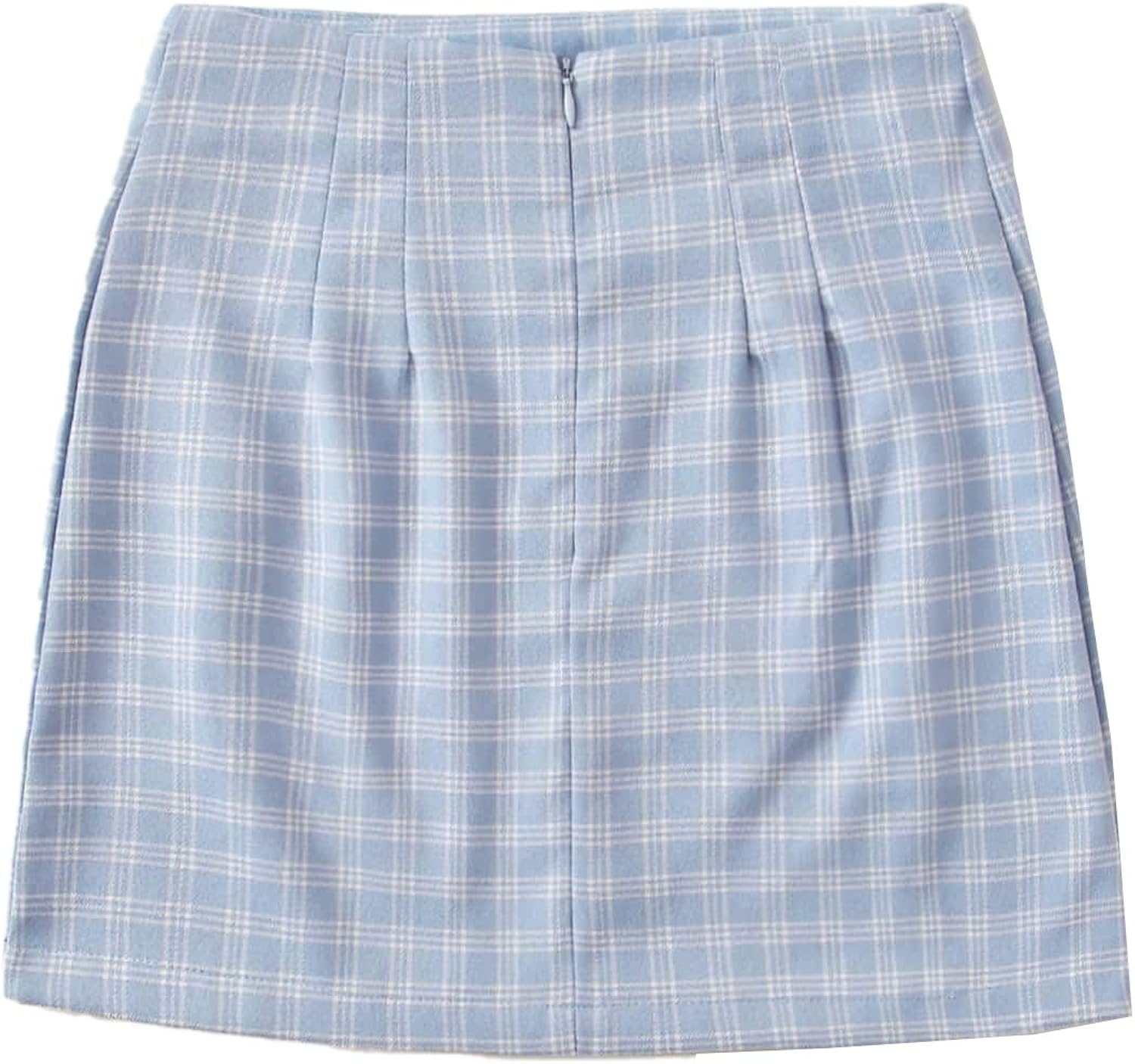 Floerns Women's Plaid Bodycon Dual Split Mini Skirt: Clothing