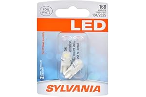 SYLVANIA - 168 T10 W5W LED White Mini Bulb - Bright LED Bulb, Ideal for Interior Lighting - Map, Dome, Cargo and License Plate (Contains 2 Bulbs)