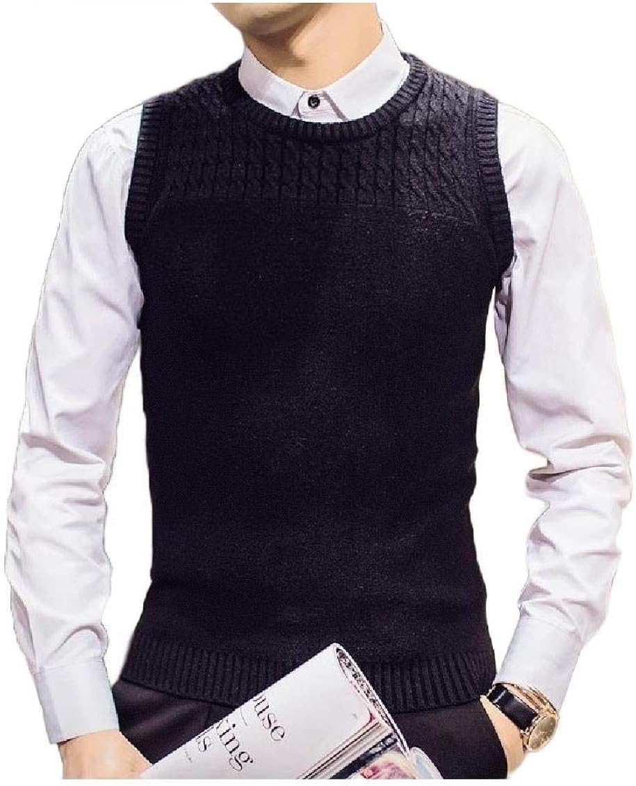 CuteRose Mens Crew Neck Vests Fit Sleeveless Fashion Knitting Pullover Knitwear Black XL Amazon