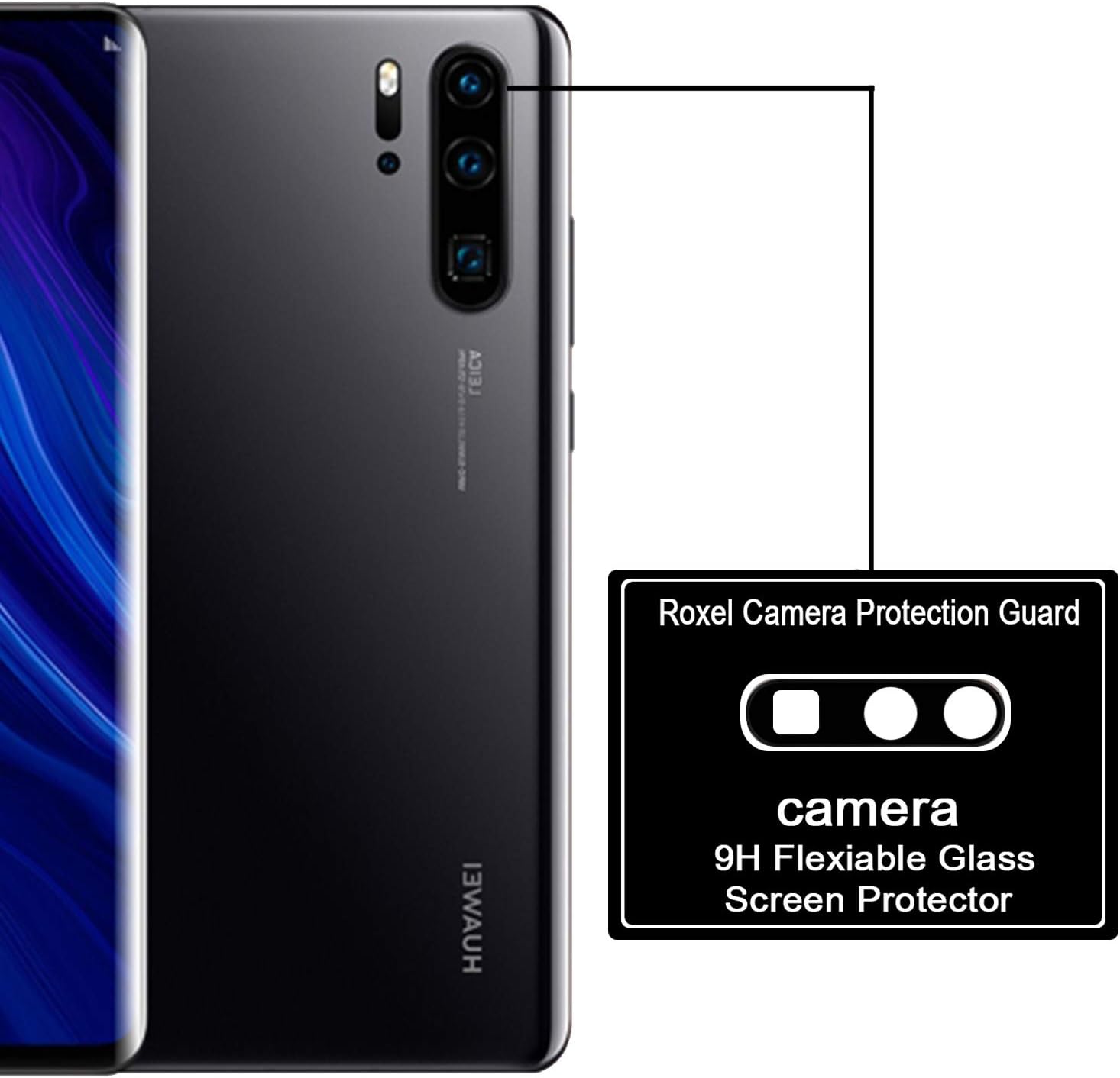 Roxel Huawei P30 Pro (Black) Camera Lens Protector, Ultra-Thin HD 9H Hardness Bubble-Free Anti-Scratch Nano Camera Glass Screen Protector [Camera Glass]