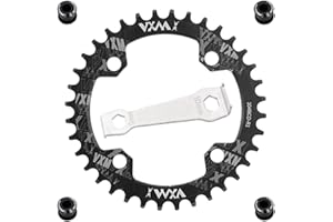 YBEKI 104BCD Chainring - CNC 7075-T6 Aluminum Narrow-Wide Round Chainwheel for MTB/Road Bikes (32-52T) | Compatible with Shimano/SRAM 8-11 Speed | Ultra-Light | Anti-Drop Design (Black/Red)