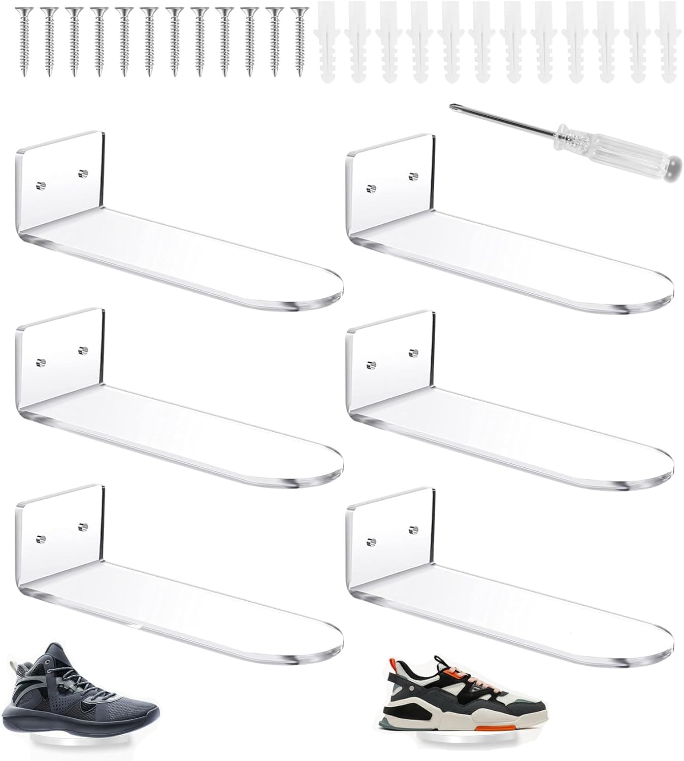 zilitol Floating Shoe Display Stand - 6 Shoe Shelf for Wall - Sneaker Levitation Display Shoe Wall Shelf