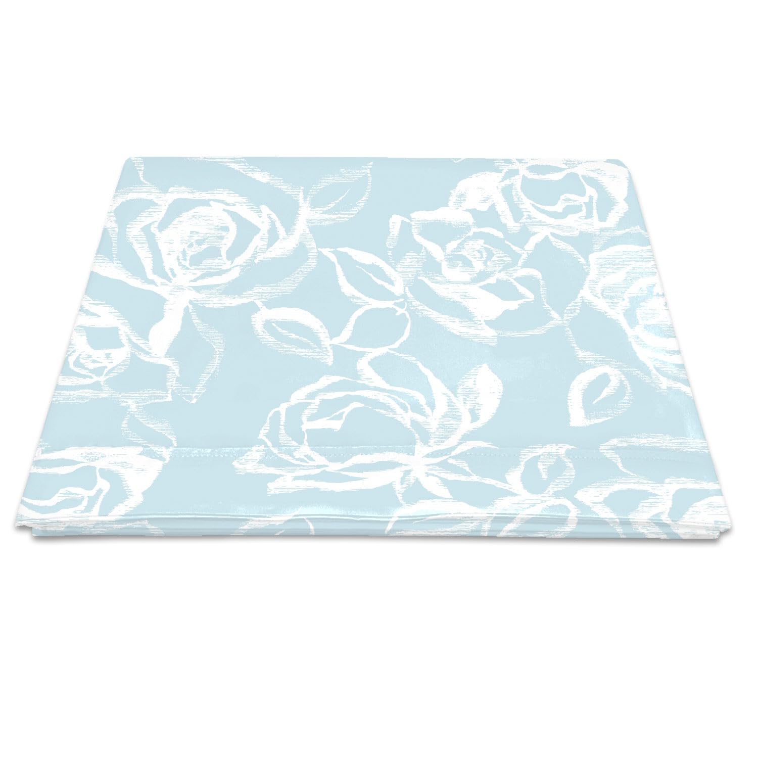 Pizuna Cotton Simply Floral Blue Print Flat Sheet Double 1 Pc, 400 Thread Count 100% Long Staple Cotton Flat Bed Sheets 230x280, Sateen Cooling Flat Sheets Printed Bedding (Printed Bed Sheets Double) — image 1