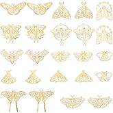 SUNNYCLUE 1 Box 24Pcs 12 Styles Gold Butterfly Connector Charms Brass Link Charm Bulk Metal Hollow Butterflies Moth 2 Holes Connectors Charm for Jewelry Making Earring DIY Crafts Accessories