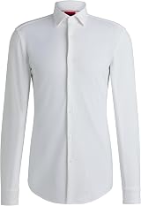 HUGO Mens Kenno Slim Fit Printed Cotton Poplin Shirt view 7