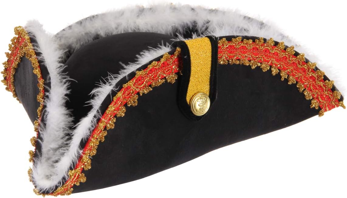 Tricorn Admiral Pirate Hat with Feathers Cosplay Costume
