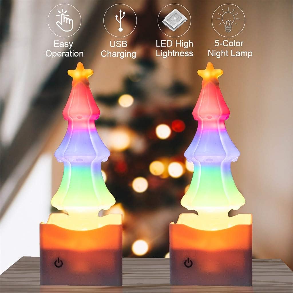 Luonita Christmas Collection -LED Salt Lights Lamp, Crystal Christmas Tree Dimmable Salt Night Lights 5 Color Change Decorative Lights Lamp Best Gift for Kids Women Girls