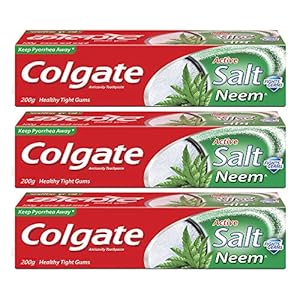 Colgate Active Salt Neem Toothpaste , Pack of 600g, Germ-Fighting  Colgate Toothpaste With Active Natural Salt  & Neem For Fighting Germs & Gum Problems Giving Healthier Teeth & Tighter Gums