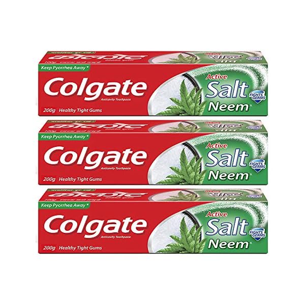 Colgate Active Salt Neem Germ Fighting Toothpaste, 600g (200g x 3), for