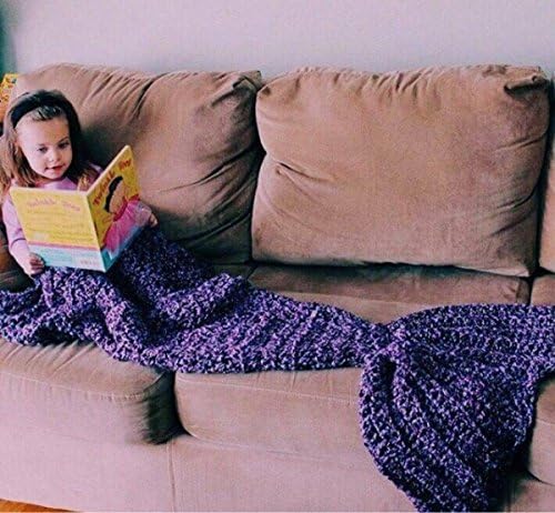 ZQ Stylish water sports Adult child Mermaid tails knitted wool hand-woven blanket sofa blanket Europe popular home rugs , red