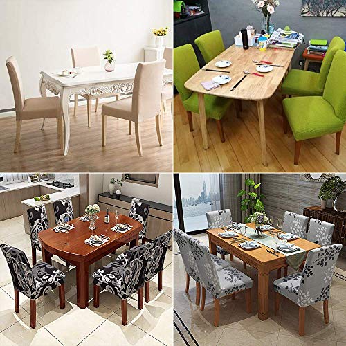 Leanking Knit Spandex Fabric Stretch Removable Washable Dining Room Chair Slipcover Home Decor Set of 4 (Grey Leaf, 4 Pcs) - Thumbnail 6