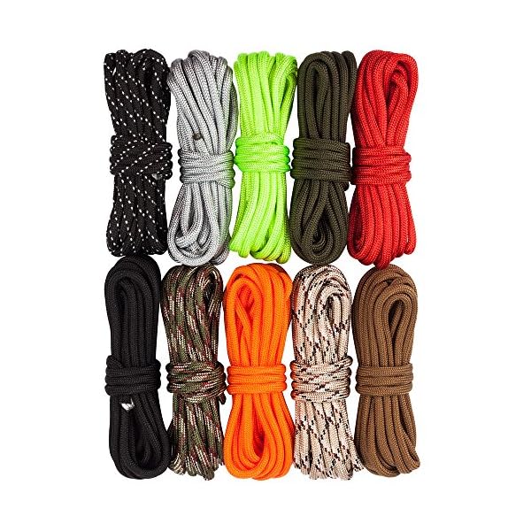 Zacro-400lb-Survival-Paracord-Combo-Crafting-Kits-in-10ft-in-10-Colors-with-Pack-of-10-Buckles