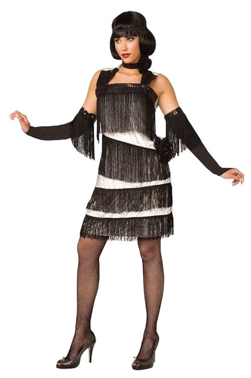 Karneval-Klamotten Charleston Kleid Charleston Kostüm Charleston Kleid 20er Jahre weiß schwarz Damen-Kostüm Größe 40/42
