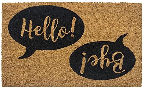 Entryways Hello Bye, Non- Slip Coconut Fiber Doormat 17" X 28" X .5"