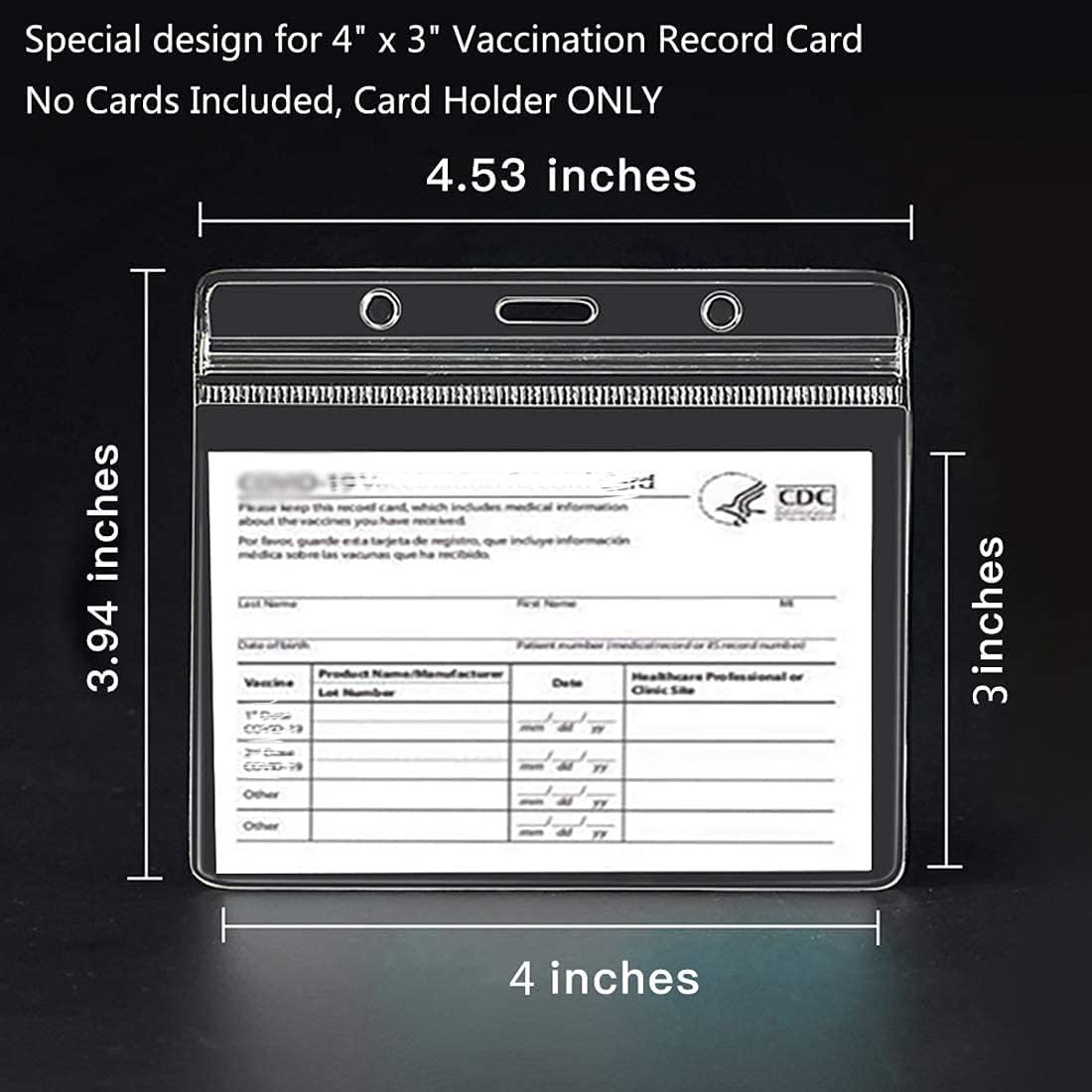5PCS CDC Badge Holders 4 X 3 Inches Record Cards Protector Holder Clear Vinyl Plastic Sleeve with Waterproof Type Resealable Zip (5) : Office Products