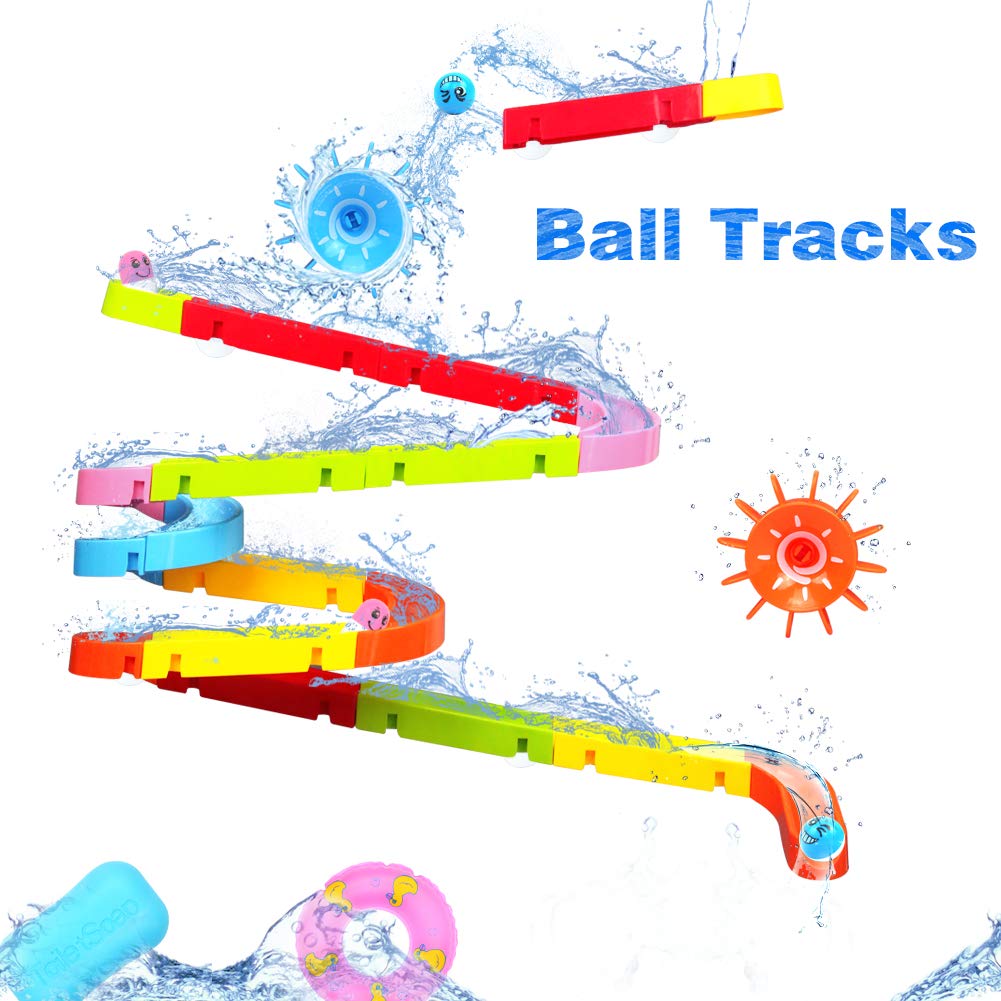 Ball Track Game, Bath Toys Kids Bathtub Toys Shower Toys, DIY Colorful Construction Kit Building Blocks Toys for Toddlers Girls Boys