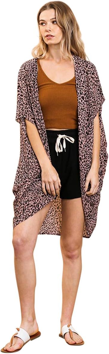 Umgee Women's Animal Print Cocoon Kimono