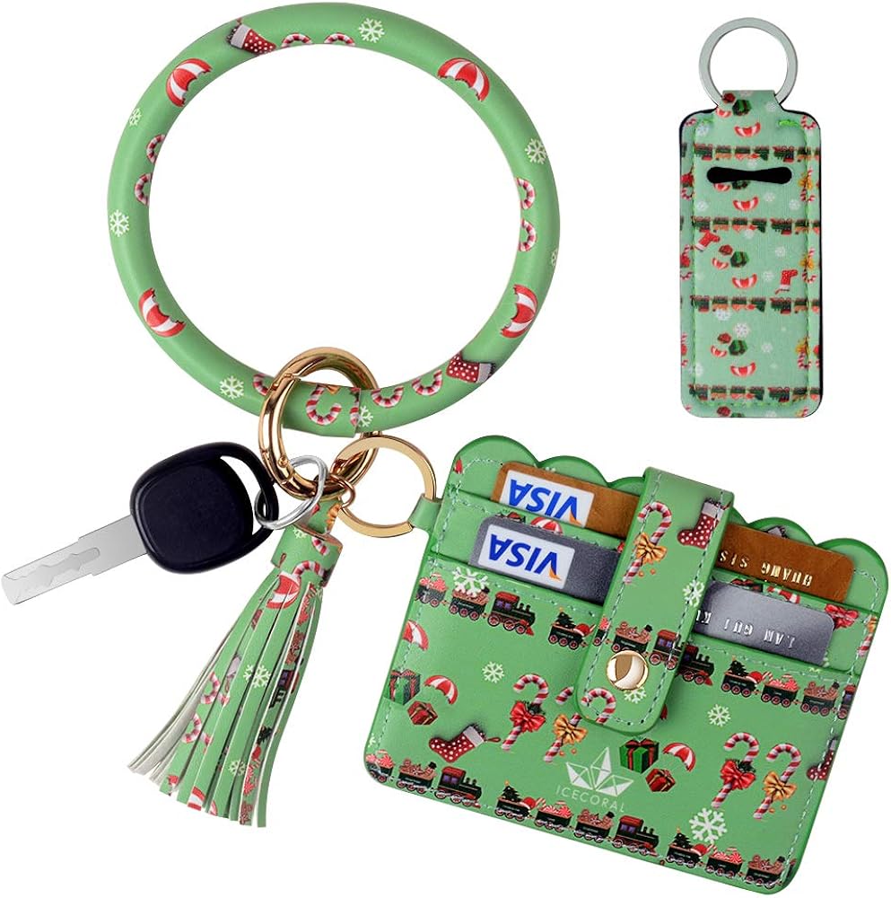 ICECORAL Wristlet Keychain Bracelet Pocket Credit Card Holder Tassel