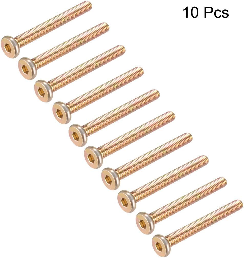 sourcing map M6x55mm Furniture Screw Hex Socket Machine Screws Zinc Plated Fasteners Bolts Full Thread Carbon Steel 10Pcs - Image 5